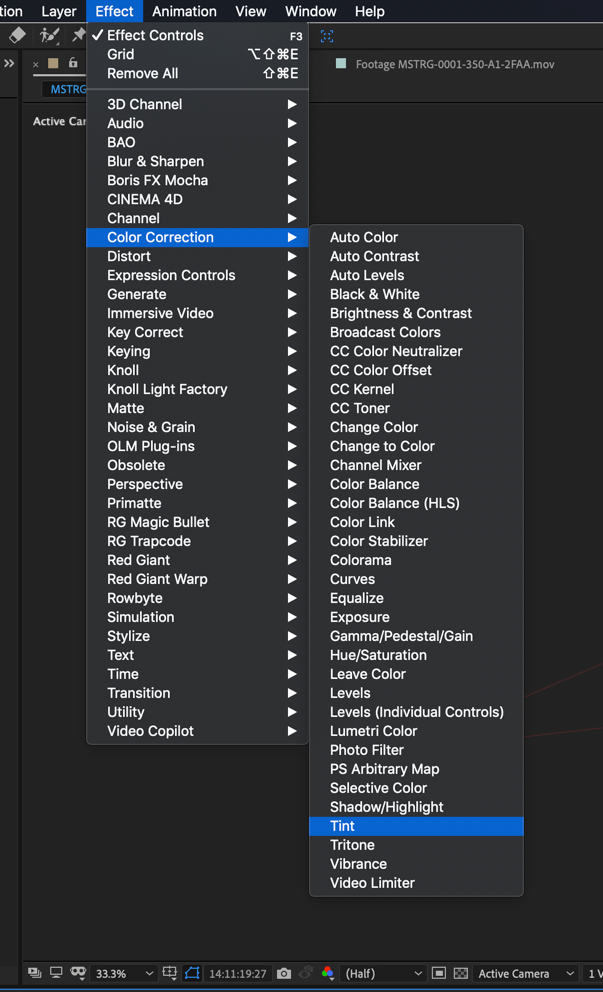 AE 2019 Missing "Tint Effect" Adobe Community 10579900